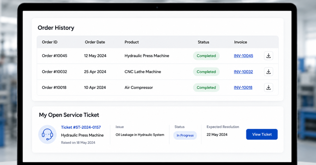 customer portal for service ticket and order visibility